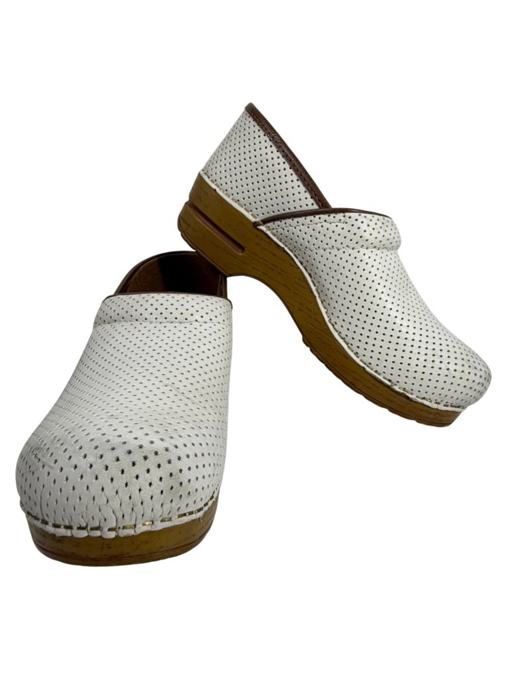 Dansko Womens Perfed Pro Comfort Clogs Off-White Leather Size EU 40, US 9.5-10